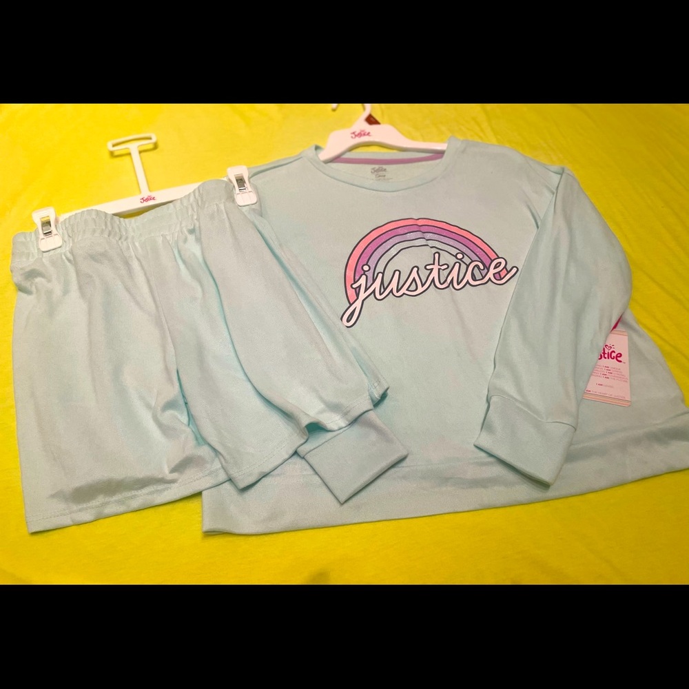 COPY - *NWT* Justice Girls PJ 2 Piece Set Rainbow/Glitter, M (10)